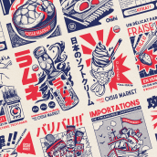 Oishi Market. Traditional illustration, Art Direction, Br, ing, Identit, and Product Design project by Pierre-Marie Postel - 03.04.2021