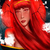 Final Project: The Red Moon Queen. Ilustração tradicional, Ilustração digital e Ilustração de retrato projeto de Gabriel Gonçalves - 29.03.2021