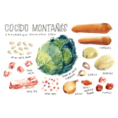 Cocido Montañés recipe. Traditional illustration, Watercolor Painting, and Naturalistic Illustration project by Sebastian Koch - 03.30.2021