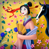 FanArt de Mulan basada en la obra de Gustav Klimt. Ilustração tradicional e Ilustração digital projeto de Sonia Viridiana Cruz Dorantes - 01.08.2021