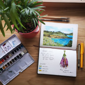 My project in Watercolor Travel Journal course : Lindos Ein Projekt aus dem Bereich Traditionelle Illustration, Aquarellmalerei und Botanische Illustration von Marilyn Richter - 03.04.2021