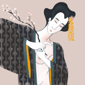 Cherry Blossom. Ilustração tradicional projeto de Alina Zarekaite - 15.03.2021