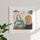 Ilustração - "Um café  entre empreendedoras". Un proyecto de Ilustración digital de Sofia Vieira - 01.03.2021