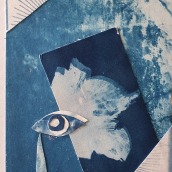 Collage on cyanotype. Colagem projeto de Ελένη Γαλάνη - 18.04.2021