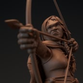 Archer dwarf with murine partner. Un proyecto de 3D, Escultura, Diseño de personajes 3D y Diseño 3D de Álvaro Marcos Garrote - 18.04.2021
