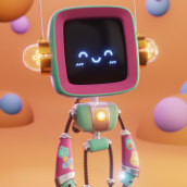 Cute Robot ❤ Ein Projekt aus dem Bereich 3D, Design von Figuren, Animation von Figuren, 3-D-Animation, 3-D-Modellierung, Videospiele, Design von 3-D-Figuren und Videospielentwicklung von Yulia Sokolova - 20.04.2021