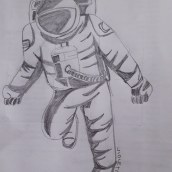 Astronauta. Ilustração tradicional projeto de Violeta Gordano - 01.04.2021