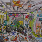 My Husband's DreamGarage. Pencil Drawing project by Antonia Papaioannou - 05.04.2021