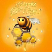 🐝 World Bee Day 🐝. Design de personagens, Modelagem 3D, e Lettering 3D projeto de Adrián Dafonte Gómez - 20.05.2021