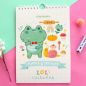 Puddle & Lettuce 2021 Calendar. Un proyecto de Ilustración y Diseño de producto de Ilaria Ranauro - 01.10.2020