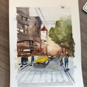 Mi Proyecto del curso: Paisajes urbanos en acuarela. Fine Arts, Watercolor Painting, and Architectural Illustration project by Eva Gómez - 06.20.2021