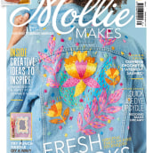  Embroidered painting on a denim jacket for the cover of Mollie Makes magazine. A H, werk, Stickerei, Malerei mit Acr und l project by Polina Oshu - 28.06.2021