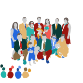 Family photo: tetrahedral crowd. Un projet de Illustration traditionnelle , et Théorie des couleurs de triin - 04.07.2021