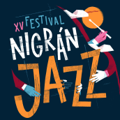 Nigrán Jazz. Design, Ilustração tradicional, Lettering, e Design de cartaz projeto de David Sierra Martínez - 09.07.2021