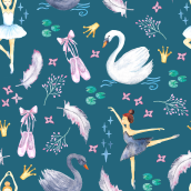 Mi Proyecto del curso: Coleeccion El lago de los cisnes. Un proyecto de Diseño, Ilustración tradicional, Pattern Design y Estampación de Carolina Etchepare - 18.07.2021