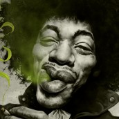 Caricatura de Jimmy Hendrix. Traditional illustration, Fine Arts, Painting, Drawing, Portrait Illustration, Digital Drawing, and Digital Painting project by Pol Serra - 07.20.2021