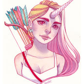 Unicornio. Traditional illustration, Character Design, and Watercolor Painting project by Luna Lee - 07.30.2021