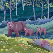 Bear Family - Book Spread Illustration . Traditional illustration, and Editorial Illustration project by Asia Orlando - 03.20.2020