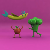 Vegetable and Fruits Circus . Un proyecto de Ilustración tradicional y 3D de sharu - 10.08.2021