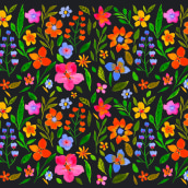 My project in Vibrant Floral Patterns with Watercolors course. Ilustração tradicional, Pattern Design, Pintura em aquarela e Ilustração botânica projeto de Priscilla Basilio - 16.08.2021