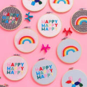 Oh Happy Day - Party Shop Embroidery Hoop Collaboration. Een project van  Ontwerp y Craft van Ciara - 30.08.2021