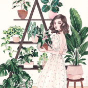 Plant Lady. Un projet de Illustration traditionnelle , et Aquarelle de Camila Cerda - 09.09.2021