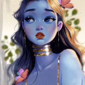 Blu, my original character . Traditional illustration, Character Design, Portrait Illustration, Portrait Drawing, Digital Drawing, and Digital Painting project by Eunice Adeyi - 09.19.2021