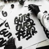 "Guts Over Fear". A Calligraph, Lettering, Brush Painting, and Brush pen calligraph project by Snooze One - 09.27.2021