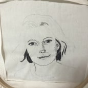 My project in Creation of Embroidered Portraits course. Portrait Illustration, Embroider, and Textile Illustration project by Lise Vézina - 10.27.2021
