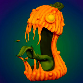 Screaming pumpkin. Un proyecto de 3D, Diseño de personajes, Escultura, Animación 3D, Modelado 3D, Concept Art, Diseño de personajes 3D, Diseño 3D y Diseño digital de BowMind - 31.10.2021