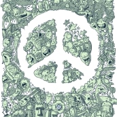 doodle paz. Ilustração tradicional, e Design de personagens projeto de Claudio Delgado - 09.10.2021