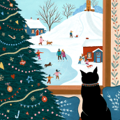 Christmas Holiday Digital Work. Illustration, Digital Illustration, and Gouache Painting project by Cagla Zimmermann - 11.16.2021