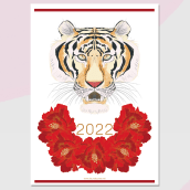 Calendario 2022. Horóscopo chino. Un proyecto de Diseño, Ilustración, Diseño editorial, Diseño gráfico, Ilustración digital e Ilustración de retrato de Laura Bustos - 23.11.2021