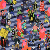 Tokyo Vibes (Personal Work). Een project van Traditionele illustratie, Architectuur, Ontwerp van personages, Kostuumontwerp, Mode,  Beeldende kunst y Stripboek van Juan Alcalá - 05.01.2022