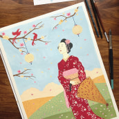 My project in Introduction to Gouache: A Chromatic Journey to Japan course. Ilustração tradicional, Artes plásticas, Pintura, e Pintura guache projeto de ewe - 07.01.2022