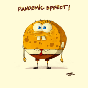 Pandemic Effect - Bob Esponja (SpongeBob). Ilustração tradicional, e Pintura digital projeto de Eugenio Medeiros - 18.01.2022
