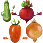 Legumes Amigos. Projekt z dziedziny Trad, c, jna ilustracja, Projektowanie postaci, Malarstwo c i frowe użytkownika Eugenio Medeiros - 18.01.2022