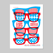 Elvis Costello screen printed poster. Un proyecto de Diseño, Ilustración tradicional, Publicidad, Música, Diseño gráfico y Serigrafía de Dan Stiles - 01.03.2015