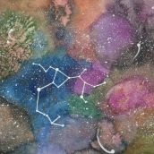 Galaxia - constelación sagitario. Traditional illustration project by Eunice María Avid Nava - 02.04.2022