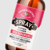 Naturacentric Spray Surface Cleaner. Design, Br, ing, Identit, Graphic Design, Packaging, Product Design, and Lettering project by Felippe Cavalcanti - 01.26.2021