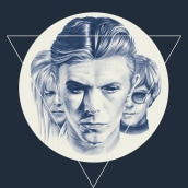Bowie in film - Poster design. Ilustração tradicional, Música, Design de cartaz, Ilustração de retrato, Desenho de retrato, e Desenho realista projeto de Charlotte Delarue - 15.02.2022