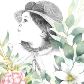 Retrato de Albane. Un projet de Illustration traditionnelle, Dessin au cra, on et Illustration botanique de Karla Medina - 06.03.2022