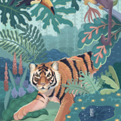Jungle Tiger. Traditional illustration, Digital Illustration, and Naturalistic Illustration project by Asia Orlando - 03.10.2022