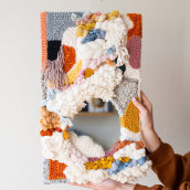 Multi-texture decorative mirror. Punch Needle project by Adeline Wang - 02.09.2022