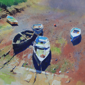 Boats, boatyards and harbours. Un projet de Aquarelle de Richard Thorn - 20.04.2022