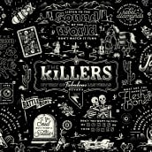 The Killers Poster - Desert Days & Neon Nights. Traditional illustration, Graphic Design, T, pograph, and Vector Illustration project by Erikas Chesonis - 06.06.2021