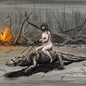 Crocodile Biker. Un proyecto de Ilustración tradicional de Perdinande - 06.05.2022