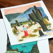 Mixed Media Landscape Postcards. Traditional illustration, Painting, Gouache Painting, and Colored Pencil Drawing project by Jessica Smith - 05.19.2022