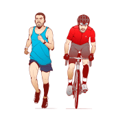 Cycling & Running. Traditional illustration, Character Design, Drawing, and Digital Drawing project by Juan Ruiz - 05.17.2022
