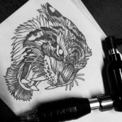 Mi proyecto del curso: Técnicas de tatuaje blackwork con línea fina. Tattoo Design project by Ale Lora - 04.27.2022